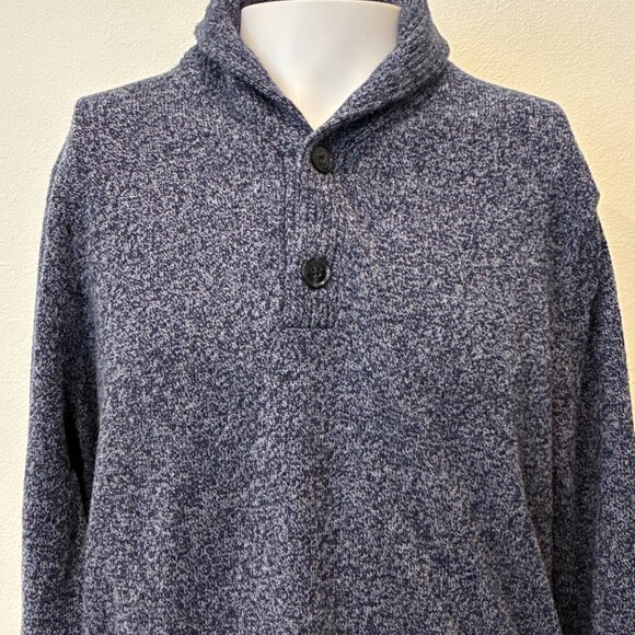 J.Crew Lambswool Blend Fisherman Sweater Mens L Blue Shawl Collar Academia - Picture 2 of 8